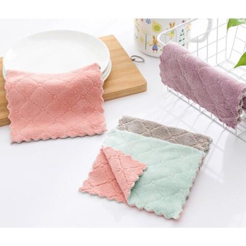 5pcs Household Super Absorbent Microfiber Towel Kitchen Dish Cloth Non-stick Oil Washing Rag Tableware Cleaning Wiping Tools