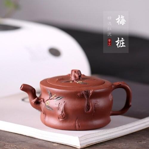 Teapot Raw Mine Small Red Mud Plum Pile Teapot Tree Pile Teapot National Engineering Suyefei Handmade Teapot Wholesale