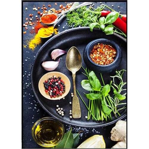 Diy Diamond Painting kitchen decor Diamond Embroidery Full drill square Round Vegetables spices spoon 5d Rhinestones mosaic kit