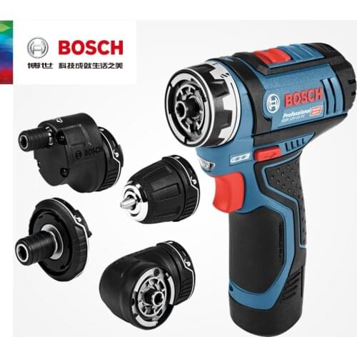 Bosch Professional 12V GSR 12V-15 FC Cordless Drill Electric Drill Wireless Power Driver with 4 FlexiClick Adapters Power tool