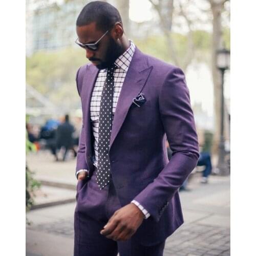 Fad Latest Coat Pant Design Purple Men Suit Groom Jacket Slim Fit Custom Terno 2 Piece Tuxedo Style Suits Prom Blazer Masculino
