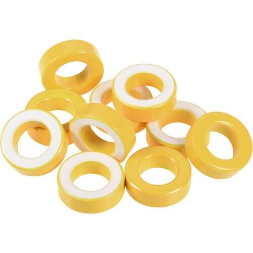 Uxcell 10pcs 19.5 x 33.5 x 11.1mm Ferrite Ring Iron Powder Toroid Cores Yellow White