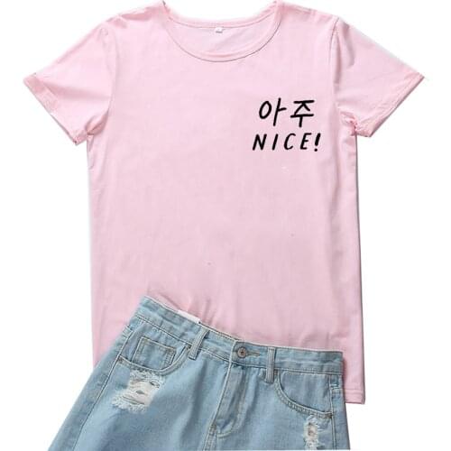 Nice Korean Letter Graphic Tees Women Cotton Short Sleeves Women T Shirt Tide White Tee Shirt Femme Simple Print Tshirt Woman