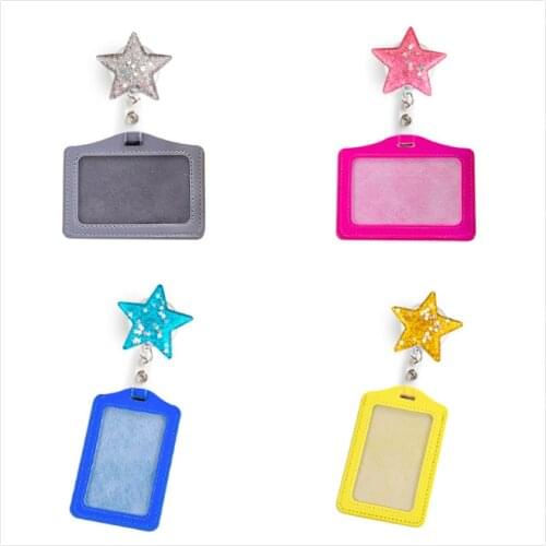 Hot Sales Pentagram Heart High Quality Retractable Nurse Badge Reel with card holder Fashion Students ID Card Badge Holder