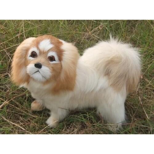 Simulation dog pekingese hard model polyethylene&furs large 30x26cm home decoration gift b0329