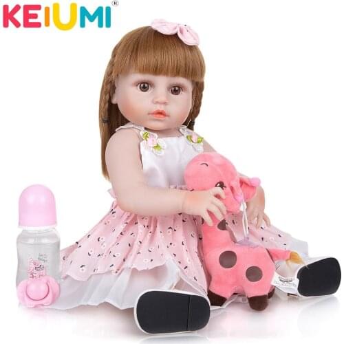 KEIUMI 49 CM Bebe Doll Reborn Bath Toy Realistic Full Silicone Body Boneca Baby Reborn Menina For Birthday Christmas Gifts