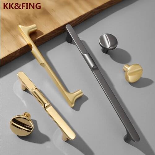 KK&FING Zinc Alloy Kitchen Door Handles And Knobs Wardrobe Drawer Cabinet Solid Door Handles Gold Knobs And Pulls
