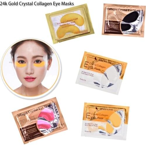 Wholesale 24k Gold Crystal Collagen Eye Masks Dark Circles Remove Moisturizing Skin Care Eye Patches Ageless Gel Mask Eyes Pads