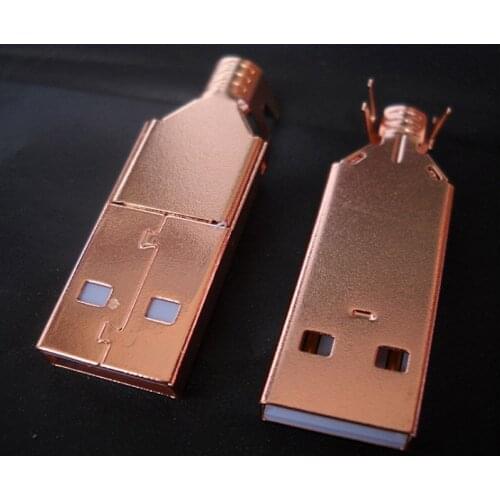 50set 3u high quality Top Fever Rose Gold Plated 3 IN 1 USB A B type male plug DIY USB Set For Cable Printer bonding