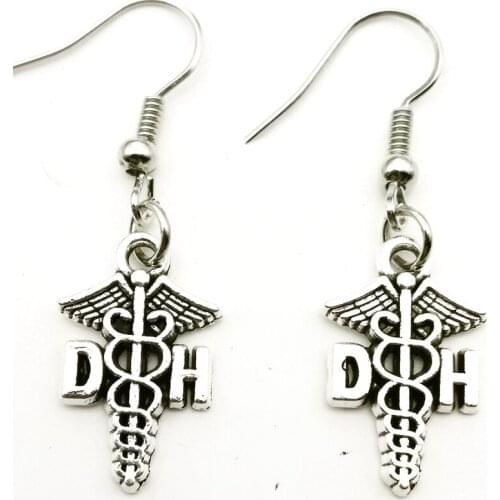 Hot DH Medical Logo Pendant Earrings Small Charm DIY Fashion Earrings Jewelry Girl Gift