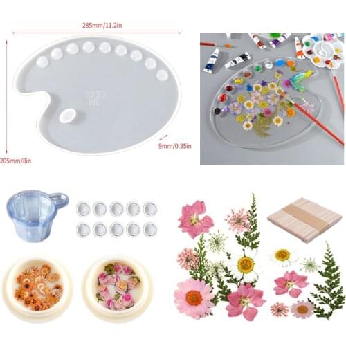 DIY Materials Coated Epoxy Mold Palettes Silicone Mold Art Palette Mold Dry Flower Ornaments Glue Mixing Tools Handmade Crafts