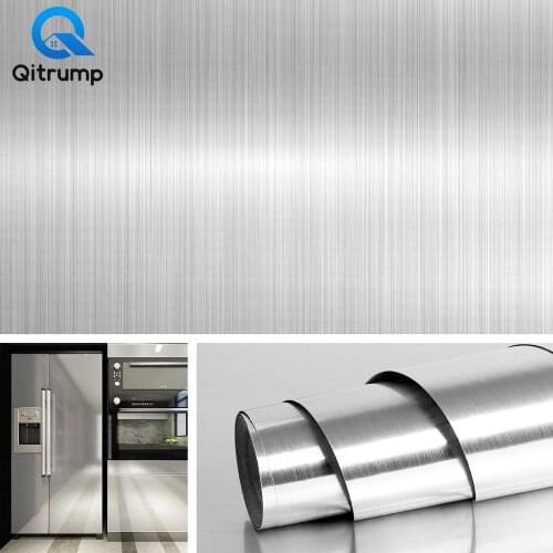 Metal Brushed Gold Silver DIY Removable Wallpaper Decor Film PVC Vinyl Waterproof Oil-proof House Appliance Kitchen Wall Sticker
