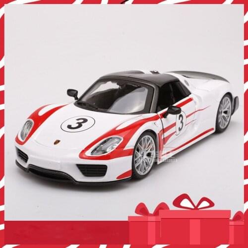 1:24 Simulation Metal super toy car model For Porscheed 918 weissach with Steering wheel control front wheel steering collection