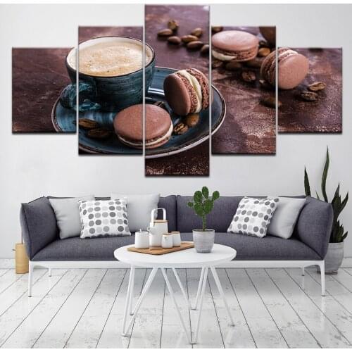 Modular Canvas Pictures HD Printed Wall Art Framework 5 Panels Coffee Dessert Painting Living Room Home Decor Poster Artwork