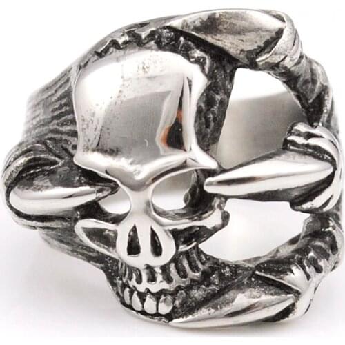 GOKADIMA Stainless Steel Skull Bone Claw Ring Fingers Jewellery For Men Boys Cool Fashion Ring WR160