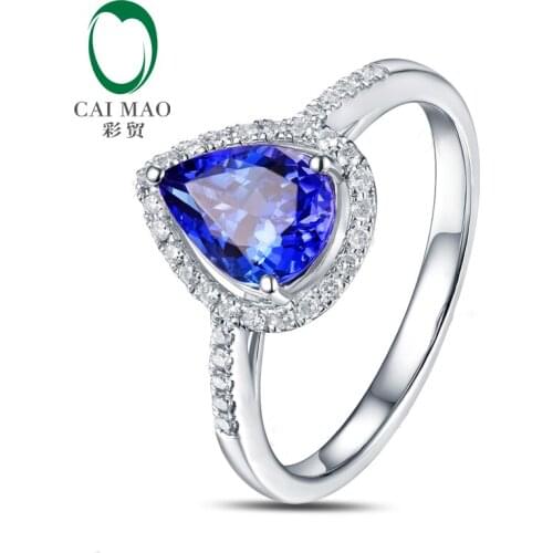 Real 14k Gold Natural 2.22ct Blue Tanzanite Round Cut Diamond Engagement Jewelry Ring