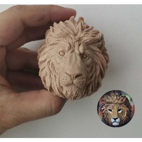 Unpainted 1/6 Lion Head Sculpt Soldier Head Carving Fit 12'' Action Figure Body for Art Student Coloring Connection DIY