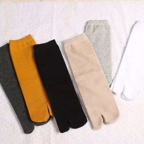 Unisex Japanese Style Tabi Socks Women Men 100% Cotton Business Black White Color Wives Low Toe With Separate Toes Big Size