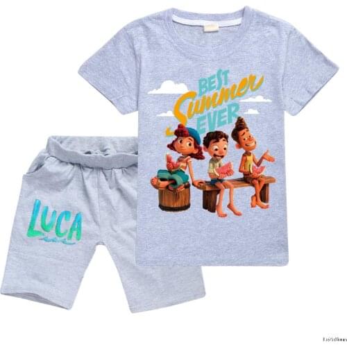 New Movie Luca 2021 Summer Short-sleeved Cotton T-shirt+Shorts Boys Tshirt Pants Childrens Clothing Set Baby Boy Girls Clothes