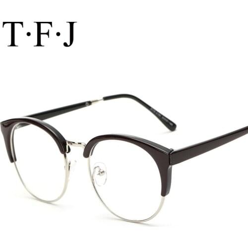 New Round Cat Eye Glasses Women Men Transparent Clear Metal Full Rim Frame Optical Spectacles For Men Fake Eyeglasses Women