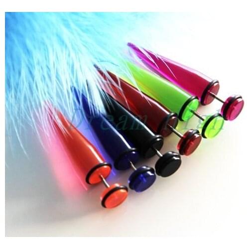 Wholesale sold separately ear piercing ear spikes expander earrin stretching kits 100pcs/lot Mixed Color Free Shipping 8mm