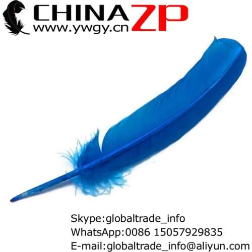CHINAZP Factory Wholesale Price 50pcs/lot 30~35cm(12~14inch) Length Dyed TurquoiseTurkey Rounds Quill Wing Feathers