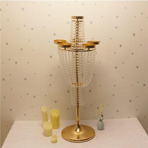 PEANDIM 100cm Tall Acrylic Candlestick Wedding Flowers Rack Gold Candelabra Centerpieces For Wedding Party Event Decor 4pcs/lot