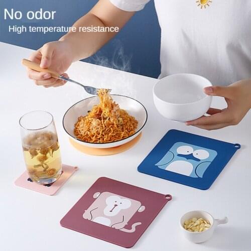 Anti-scald Pad Silicon Non-slip Rubber Pad Table Pad PVC Insulation Pad Cartoon Round Square Coaster Pot Pad