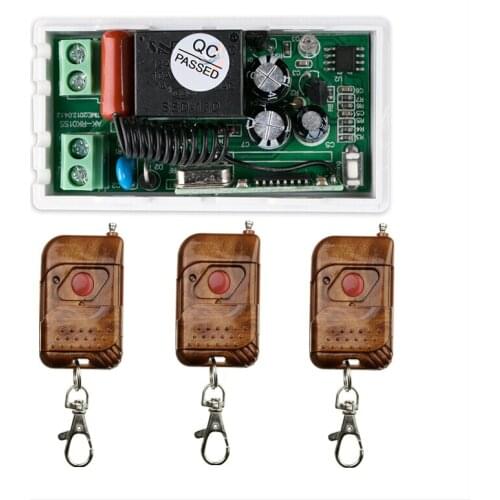 220 v 1 ch RF wireless remote control switch 1* receiver+3 * transmitter Simple connection Imitation wood grain