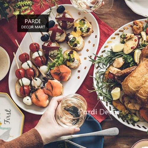 Chirstmas new starlight series ceramic plates with gold Turkey plate hand pinched tableware new year gift 1pc/lot