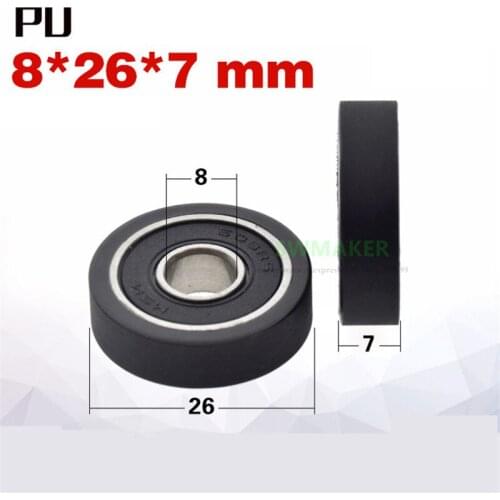 1pcs 8*26*7mm 608 bearing wrapped pulley, PU soft rubber pulley, drawer/booth mute pulley