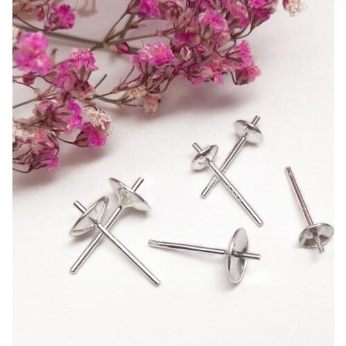 Stock Wholesale Findings 20PCS Pure 925 Sterling Silver Ear Pin Pairs Stud Earrings Supplies Back Lock Post Beading