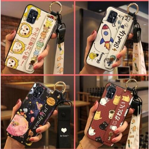 Silicone Wrist Strap Phone Case For ZTE Blade V2020 Smart Kickstand Lanyard Anti-knock Cute