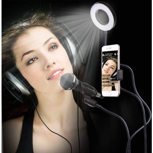 Photo Studio Selfie LED Ring Light with Phone Mobile Stand for Youtube Live Stream Makeup Camera Lamp for iPhone 6 7 Android