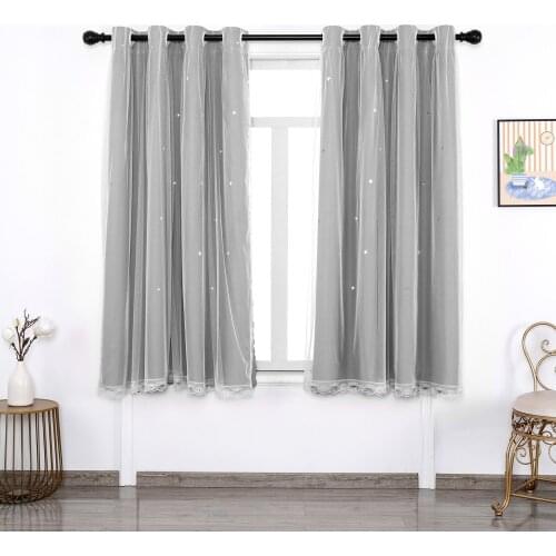 Blackout Curtains for Girls Bedroom Kids Star Foil Print Window Curtains Thermal Insulated Room Darkening Drapes Nursery Decor