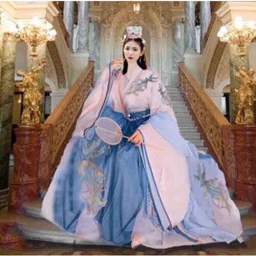 Women Hanfu Overside Gradation Chinese Ancient Traditional Wedding Hanfu Dress Female Cosplay Costume For Lady Plus Size 7XL 6XL