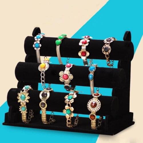 1pcs High Quality Vintage PU Leather / Velvet Bracelet Chain Watch T-Bar Rack Jewelry Organizer Hard Display Stand Holder