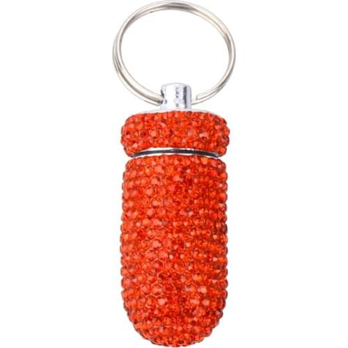 1pc Rhinestone Aluminum Alloy Small Medicine Bottle Mini Outdoor Waterproof Sealed Small Medicine Can Metal Portable Small Medic
