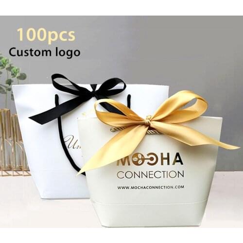 100pcs Customizable logo gift bag box kraft paper bags Wig packaging gift Clothing pajamas bags wedding gift Package boxes