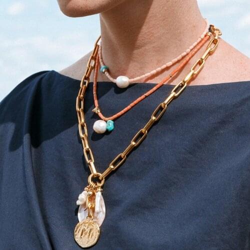 2020 Sweet Fashion Coral Necklace Pink Coral Beads Freshwater Pearl women Clothes Decoration Accessories Valentines Day Gifts