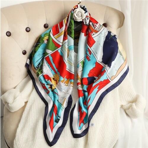 2021 new spring women scarf quality shawl silk fashion scarf headscarf beach sunscreen bag headscarf scarf 90cm*90cm