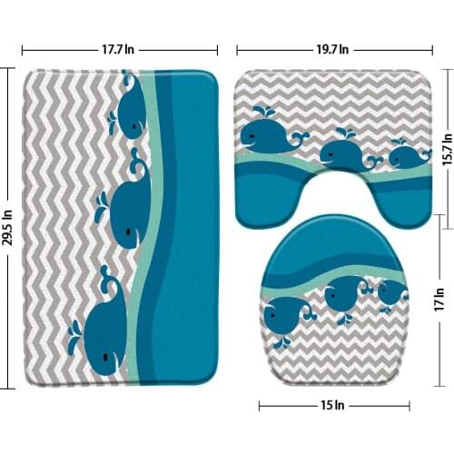Cartoon Ocean Whale Bath Mat 3 Set Animal Childrens Bathroom Decor Rugs Bathtub Carpet Anti-Slip Toilet Mats Bathroom Products