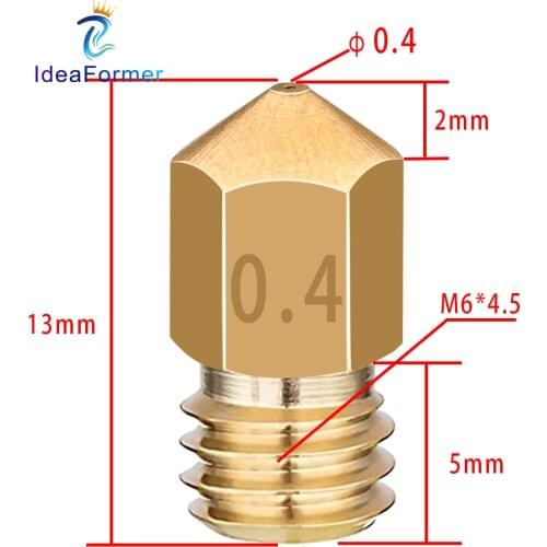 5Pcs MK7 MK8 Nozzle Brass Flat Nozzle M6 0.4-1.75mm Resistant High Temperature Nozzle For 3D Printer Extruder Extrusion Parts