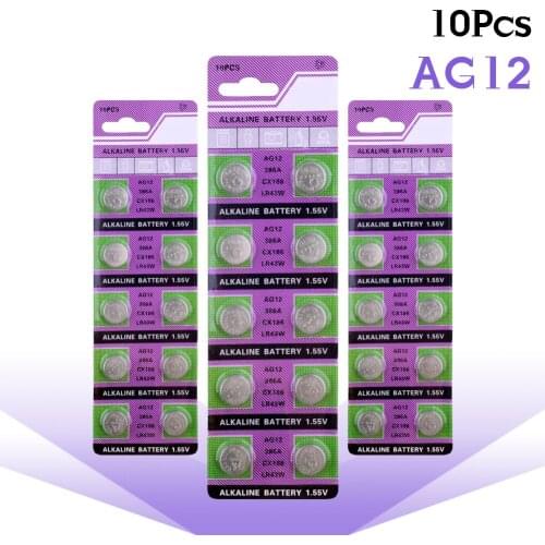 50pcs/pack AG12 LR43 386 Button Batteries SR43 186 SR1142 LR1142 Cell Coin Alkaline Battery 1.55V V12GA For Watch Toys Remote