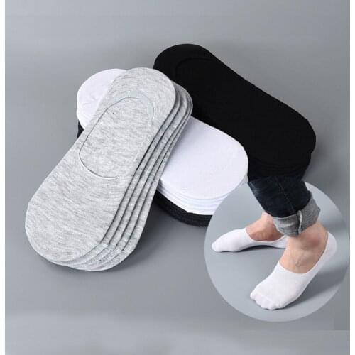6Pairs Cotton Invisible No Show Socks Non-slip Silicone Sock Solid Color Felmen Breathable Sock Slippers Short Socks Men Socks