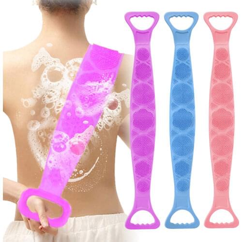 70CM Shower Brushes Skin Scrubber Magic Silicone Bath Brushes Flexible Towel Rubbing Back Mud Peeling Body Wash Massage Brush