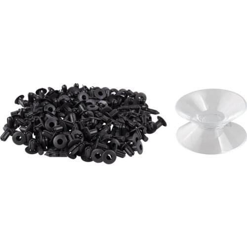 9Pcs Clear Soft Plastic Double Sided Suction Cup with 100Pcs Molding Door Fender 5mm Hole Plastic Rivets Fixing