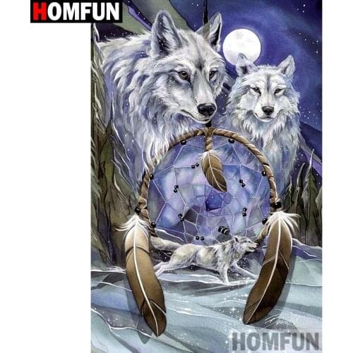 HOMFUN Full Square/Round Drill 5D DIY Diamond Painting "Wolf" Embroidery Cross Stitch 5D Home Decor Gift A08826