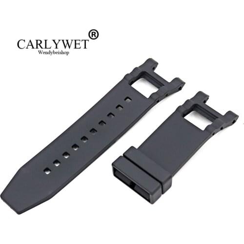 CARLYWET 28mm Wholesale New Style Black Strap Waterproof Rubber Replacement Watch Band Belt Special Popular