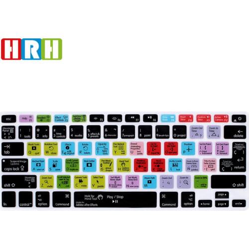 HRH After Effects Spanish Shortcuts Function Silicone Keyboard Cover Protector Skin For Mac Air Pro Retina 13"15"17" EU/US